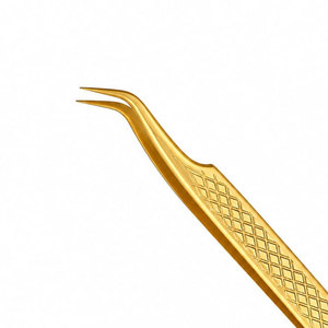 Pinzas Curvas de Precisión para Pestañas, Recubiertas en Oro, con Punta Suave, Herramienta para Aplicación de Extensiones - Product Image 5