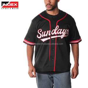 INDEX SPORTSWEAR Camiseta de Béisbol Personalizada Azul y Negra con Estampado Sublimado de Manga Corta con Botones Unisex para Adultos que Absorbe la Humedad - Product Image 3