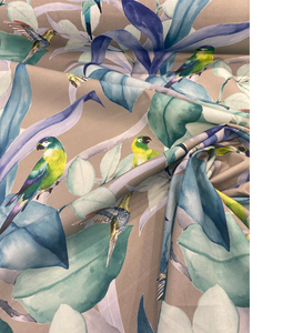 Tissu d'ameublement à motif floral bleu et oiseaux verts, vendu au mètre, motif naturel botanique, textile pour la décoration intérieure - Product Image 6