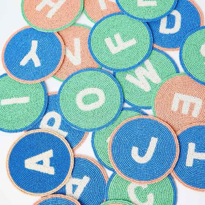 Posavasos cuadrado de cuentas de vidrio con bordado personalizado, hecho a mano, con base de tela, para bebidas, para el hogar, bar, cocina, restaurante, mesa. - Product Image 4