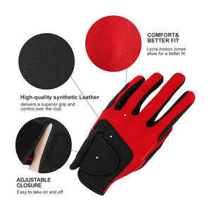Guante de Golf para Hombre, Mano Izquierda, para Golfistas Diestros, Cuero Sintético con Fibra de Lycra, Cierre Ajustable, Negro y Rojo - Product Image 3