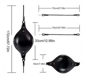 Balón de velocidad de boxeo de doble extremo de cuero, entrenador de reacción, saco de boxeo de suelo a techo con cuerda para práctica en gimnasio en casa - Product Image 3