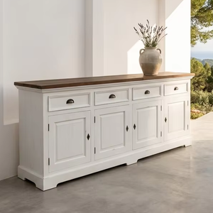 Commode contemporaine en teck massif Denade avec 8 tiroirs, meuble de rangement pour salon - Product Image 2