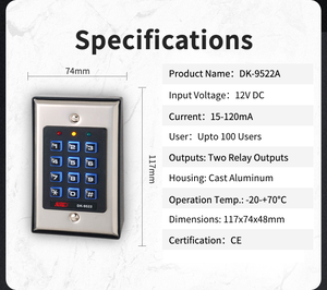 Teclado de Control de Acceso Inalámbrico Inteligente Simple DK-9522A, Teclado de Control de Acceso Impermeable - Product Image 4