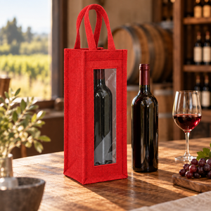 Sacs cadeaux pour bouteilles de vin en jute naturel laminé sans impression 13x36x13 cm Logo personnalisé Vente en gros OEM Marque privée Modèle SNC139 - Product Image 4