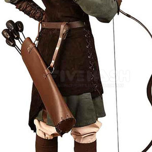 Sacoche de tir à l'arc en cuir pour homme, style vintage, coutures robustes, sangle réglable, confortable à porter, équipement de chasse et d'entraînement - Product Image 6