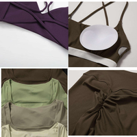 Conjunto de Yoga para Mujer, Tallas Grandes, Sólido, Transpirable, Ligero, Sin Costuras, Bra, Pantalones, Leggings, 4 Piezas, Cintura Elástica Alta, Personalizado
