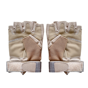 Gants de fitness demi-doigts en cuir beige avec sangle de poignet réglable, antidérapants et respirants pour la musculation homme - Product Image 6