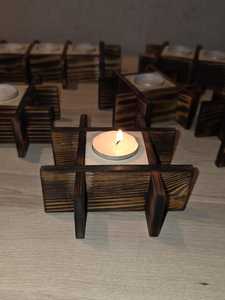 Natural Wooden Candle Holder <b>Tea</b> <b>Light</b> Home Accent Piece - Product Image 3