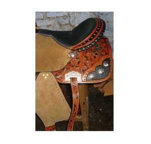Silla de montar western de cuero suave de alta tendencia con estructura de madera, cómoda para montar, con diseño artesanal y tallado. - Product Image 2