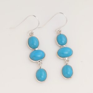 Natural Turquoise <b>Dangle</b> <b>Earrings</b> 925 Sterling <b>Silver</b> Handmade Blue Gemstone Drop <b>Earrings</b> Boho Jewelry For Women - Product Image 1