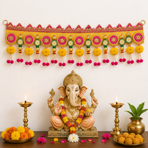 Traditional Indian Door Toran Decoration with Colorful Tassels and Embroidered Hanging for Festive Home Entrance Decor - Product Image 6