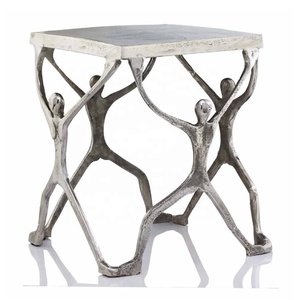 Venta caliente Diseño de hojas Mesa de centro hecha a mano Aluminio Sala de estar Mesa auxiliar Taburete de metal decorativo en precio al por mayor - Product Image 4