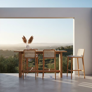 Silla de Bar de Madera de Teca Sólida de Lujo con Diseño Escandinavo, Duradera y Ecológica para Bares, Cafés, Comedores y Salas de Estar - Product Image 3