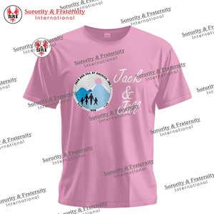 T-shirt universitaire Jack and Jill grec rose clair et bleu, col rond, en coton, décontracté, pour sororité, écologique, infroissable - Product Image 6