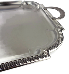 Bandejas Decorativas para Servir Alimentos, Estilo Americano, Diseño de Borde Personalizado, Bandeja Rectangular Hecha a Mano, Bandeja Grande Plateada con Asa - Product Image 5