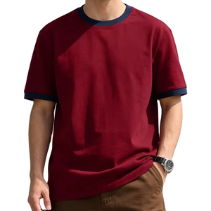 100% Export Oriented Customizable Men's T-Shirt O-Neck Preppy Style Short Sleeve Cotton Eco-Friendly Breathable Quick Dry - Product Image 1