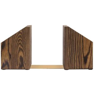 Juego de 2 sujetalibros de madera maciza de lujo, soporte decorativo para libros, sujetalibros para estanterías, escritorio de oficina, biblioteca del hogar, organizador de libros de madera rústica - Product Image 1