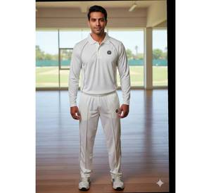 Custom Breathable <b>Cricket</b> Uniform Set-<b>White</b> Polo Shirt And Trousers Team Sports Clothing Professional Mesh Fabric <b>Cricket</b> - Product Image 2