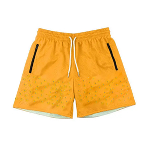 Shorts de Playa para Hombre, Color Naranja, Transpirables, Tejidos, con Bolsillos, Cintura Elástica, Color Sólido, Secado Rápido, con Diseño de Flores, 100% Poliéster - Product Image 1