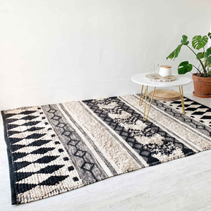 Handwoven Cotton Shag <b>Rug</b> with Soft Textured Stripe Design for Living Room, Bedroom & <b>Boho</b> Interiors - Product Image 2