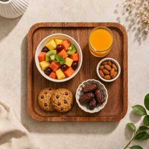 Plateau de service décoratif moderne de luxe en bois poli fait main pour le petit-déjeuner, le café, le thé, les collations, la présentation des aliments, le rangement à domicile, compatible lave-vaisselle - Product Image 2
