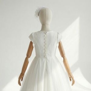 ชุดเดรสทรงเอไลน์สไตล์มินิมอลสมัยใหม่สำหรับเด็กผู้หญิง ประดับมุก สำหรับพิธีศีลมหาสนิท - Product Image 2