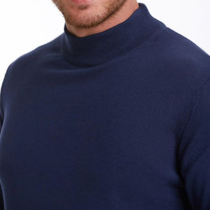 Men <b>Mock</b> T-Shirt <b>Neck</b> Long Sleeve Minimalist Solid Color Business Casual Oversized 100% Cotton Eco-Friendly Breathable <b>Top</b> - Product Image 2