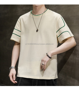 Haute qualité hommes personnalisé lourd 100% coton séchage rapide surdimensionné T-shirt blanc col montant léger surdimensionné Boxy T-Shirt - Product Image 3