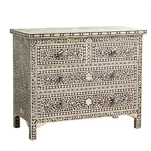 Elegante cómoda de lujo con incrustaciones de hueso, muebles de diseño intrincado hechos a mano para el hogar y la sala de estar - Product Image 1