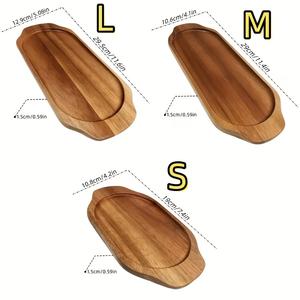 Ensemble de plateaux élégants en bois pour le rangement et le service, bords courbes lisses, design empilable, idéal pour les collations, le café, les desserts, la décoration de la maison - Product Image 6