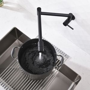 Rubinetto da Cucina a Parete in Ottone Nero 1/2 NPT Pieghevole con Due Maniglie per Acqua Fredda - Product Image 3