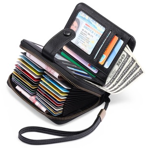 Porte-cartes minimaliste en cuir véritable, best-seller, fin, multi-fentes, anti-RFID, sans fermeture, marron, pour cartes de crédit, export BD - Product Image 1