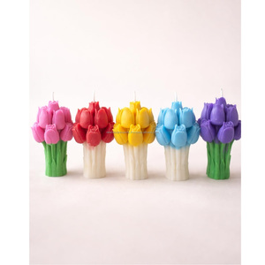Artisanal Spring Tulip Bouquet Candle – Detailed Floral Wax Art for Wedding & Anniversary - Product Image 2