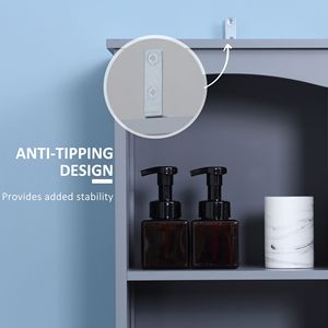 Mobiletto Moderno a 3 Ripiani per Bagno, Armadio Alto Salvaspazio Grigio con Cassetti per Casa, Camera da Letto, Ospedale - Product Image 6