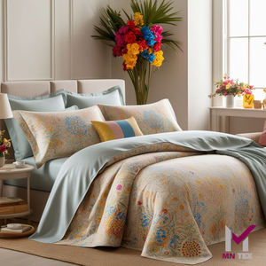 Sábana bajera de algodón 100% con acabado de patrón moderno Juego de cama de uso diario en todos los tamaños con fundas de almohada a juego - Product Image 1