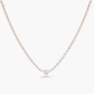 Heart Round Cut Lab Grown Diamond Tennis Necklaces 14K 18K Solid Gold Round Line Strand <b>Choker</b> Necklaces Factory Price Wholesale - Product Image 5