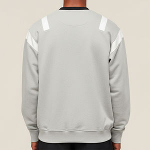 Sudadera de cuello redondo de forro polar 100% algodón con paneles cosidos, cremallera, logotipo bordado personalizado, estilo oversize, para invierno, con apliques. - Product Image 6