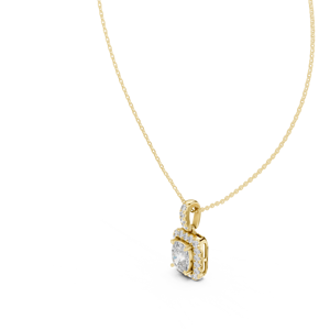 Pendentif halo en diamant de laboratoire taille coussin, monture pavée en or massif 14K, 3,75 CT DEF VVS, certifié IGI, bijoux fins classiques ODM - Product Image 4