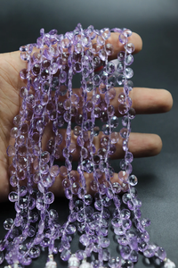 Ametista natural de Brasil facetada en forma de corazón de 7-8 mm, hebras de cuentas de 8 pulgadas para la fabricación de joyería. - Product Image 2