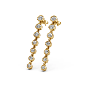 Pendientes colgantes de oro amarillo de 10K con diamantes sintéticos cultivados en laboratorio, certificados por IGI, elegantes, minimalistas y finos para mujer. - Product Image 6