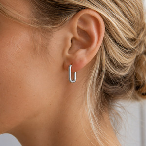 Mini u Shape Square Tube <b>Huggie</b> Geometric Fine Hoop Earrings - Product Image 4