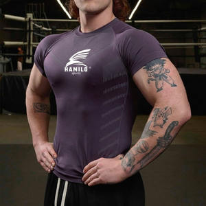 Chemise de compression respirante de qualité supérieure pour hommes, logo personnalisé, motif uni décontracté, manches longues avec col rond - Product Image 1