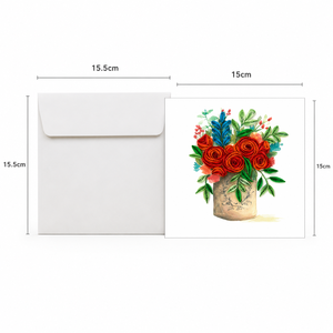Wholesale Handmade Quilling <b>Card</b> Red Rose Flower Bouquet Custom Floral 3D Luxury Paper Art Greeting <b>Card</b> OEM/ODM Supplier - Product Image 2