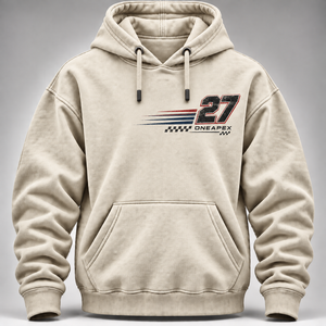 เสื้อฮู้ดผู้ชายแบบมีกระเป๋า ผ้าฟลีซ พิมพ์ลายกราฟิกหมายเลข 27 สไตล์นักแข่ง ลำลอง สำหรับฤดูหนาว รับผลิตแบบ OEM ODM - Product Image 5