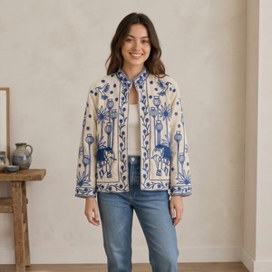 Wholesale Handmade Ethnic Boho Artwear Suzani Coat <b>Women</b> Floral Suzani Embroidered <b>Velvet</b> <b>Jacket</b> - Product Image 3