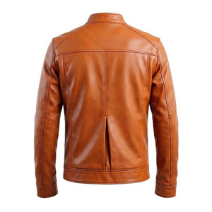 2026 Trending OEM Custom Logo Men's Slim Fit Stand Collar PU Faux Leather <b>Jacket</b> Casual Winter Motorcycle Biker Cafe <b>Racer</b> Coat - Product Image 3