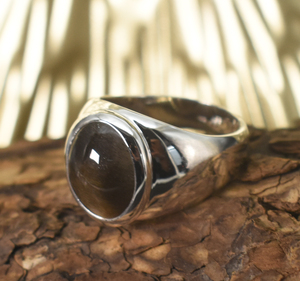 Anillo de piedra lunar negra con engaste de bisel, anillo de plata de ley 925 maciza para hombre - Product Image 4