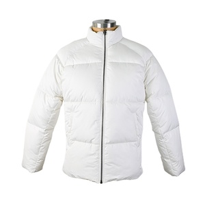 Men Blue Hooded Puffer Jacket Windproof Casual Winter <b>Coat</b> <b>Zipper</b> Closure Regular Length Thick Nylon Shell Solid Color - Product Image 2