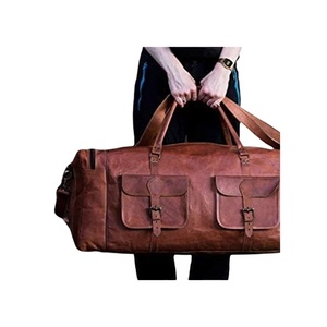 Sac de voyage unisexe en cuir véritable marron de qualité supérieure, style moderne, grande taille cabine, avec fermeture éclair, pour chaussures - Product Image 4